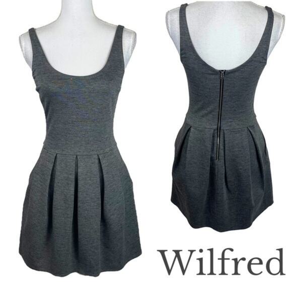 Aritzia Wilfred Gray Fit & Flare Neutral Chic Feminine Dress NWOT Size 2 - Picture 2 of 12